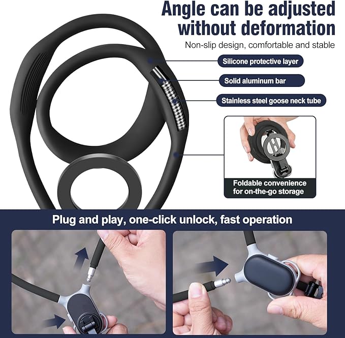 Dedicated neck-mounted phone mount for recording; magnetic neck/chest mount; hands-free phone mount with shock-absorbing chest strap; hands-free first-person view neck mount compatible with iPhone 15/14/13/12 series and all Android phones