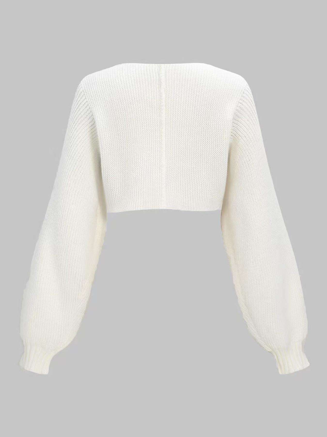 Spring & Fall Women's Sexy Feminine Fitted Long Sleeve Short Cropped Split Design Sweater Pullover, Fashion Casual Versatile Top, Stylish Knitwear for Ladies Womenswear