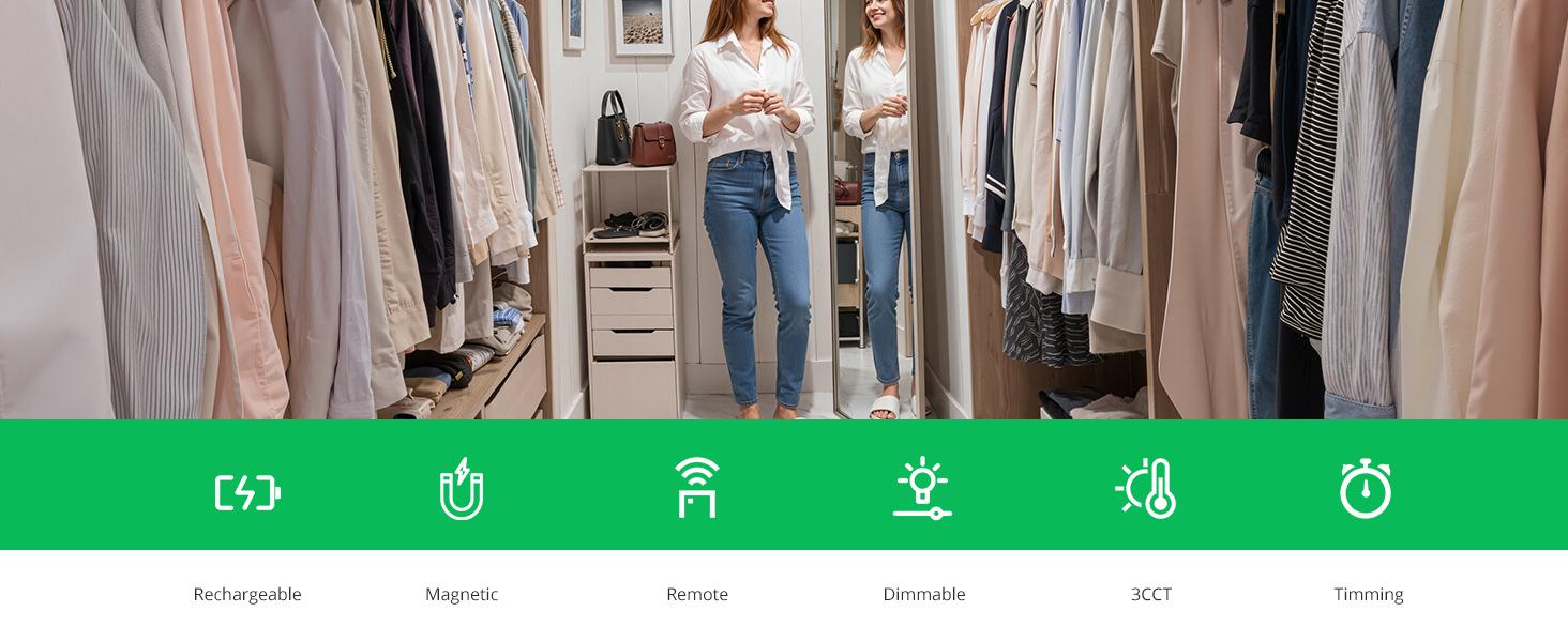 2-Pack Rechargeable Wireless Ceiling Lights - Waterproof, 3CCT Dimmable, Magnetic Motion Sensor, Magnetic Mount, Remote Control, Batteries Included, No Wiring for Wardrobes, Neutral Light (Camp Kitchen Use), 6000Mah Real Battery