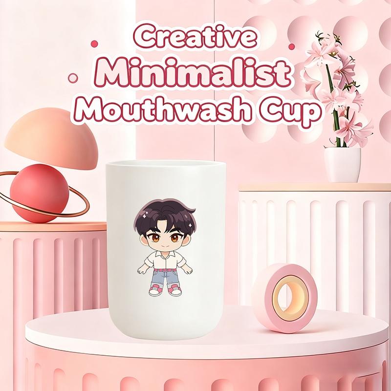 1pc mouthwash cup, cartoon pattern printing, durable bathroom toothbrush cup, wash cup, toothbrush holder, bathroom storage, bathroom water cup, brushing cup, Christmas Valentine's Day gift for students back to school (only cups are sold)