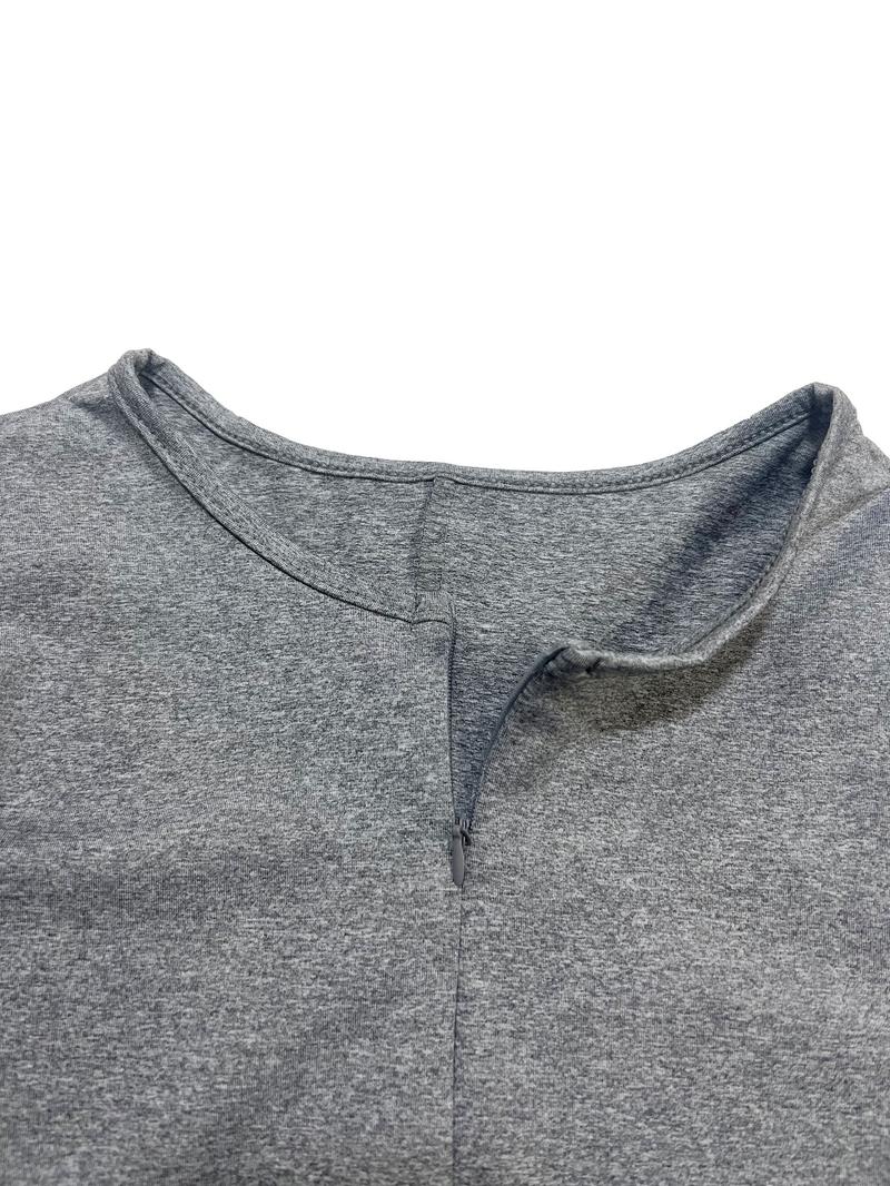 Women's Solid Color Zip Up Jumpsuit, Casual Comfy Long Sleeve Jumpsuit for Daily Wear, Ladies Spring & Fall Clothes