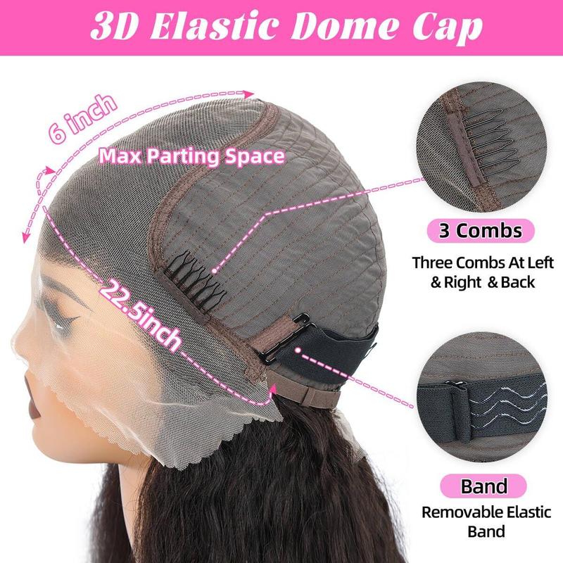 13X6 Synthetic Lace Front Wig 26 inches Kinky Straight LaceFront Wig Pre Plucked 180% Density Yaki Straight Lace FrontWig Wigs For Black Women Heat Resistant Hair