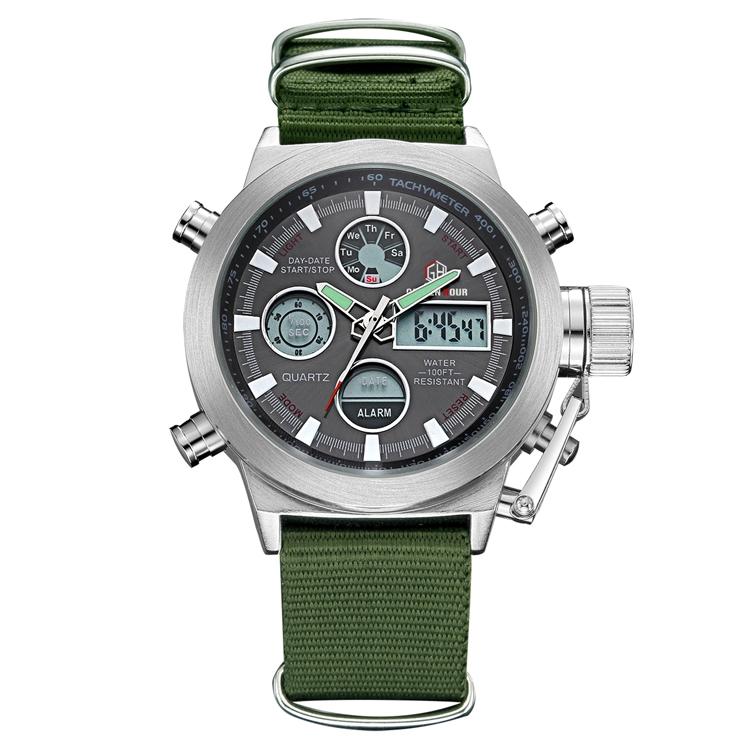 Classic Sporty Dual Movement Watch, Quartz Multifunctional Watch, Stopwatch, Alarm, Waterproof Casual Watch, Trendy Design