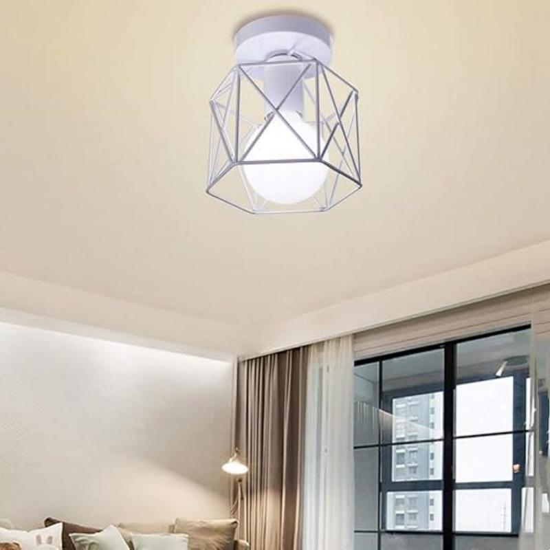 Modern Simple Style Ceiling Light with E27 Bulb Socket, Semi-Embedded Installation, Suitable for Kitchen, Hallway, Balcony, Bedroom (no Bulb)