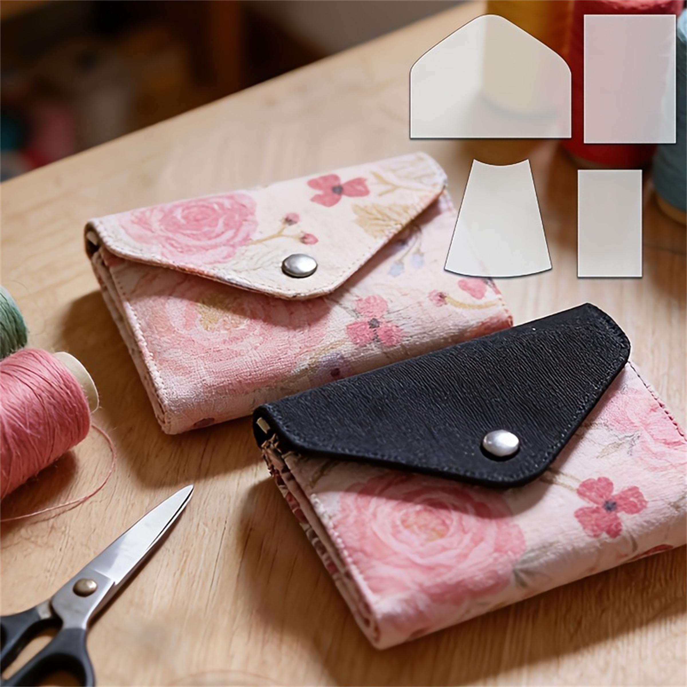 4pcs Multi-Layer Card Storage Bag Sewing Template DIY Clutch Bag Sewing Pattern Quilting Template Reusable Transparent PET Craft Pattern Template Sewing Supplies Accessories Precision Measuring Marking Pattern Guide Tool