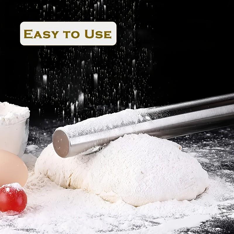 Reusable Stainless Steel Rolling Pin, Washable Baking Tool, Ideal for Sugar Cookies, Pie, Dumplings, Pizza Dough, Lightweight Hollow Design