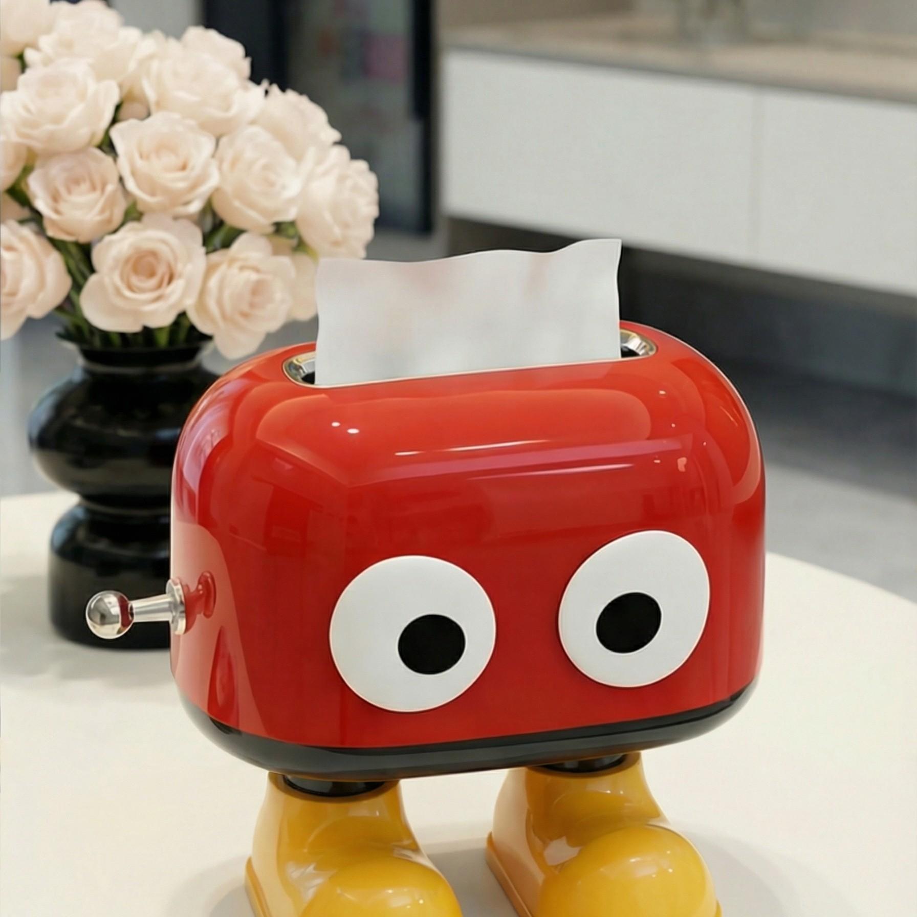 Cute Healing Series Tissue Box, Big- Footed Tissue Box, High Aesthetic Paper Holder, Creative Hook Spring Adjustable, Home Living Room Desktop