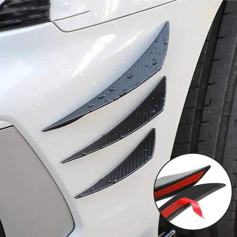 6Pcs Universal Front Bumper Lip Diffuser Splitter Fins Decoration Car Body Spoiler Canards Valence Chin Car Tuning Canard Decoration Accessories