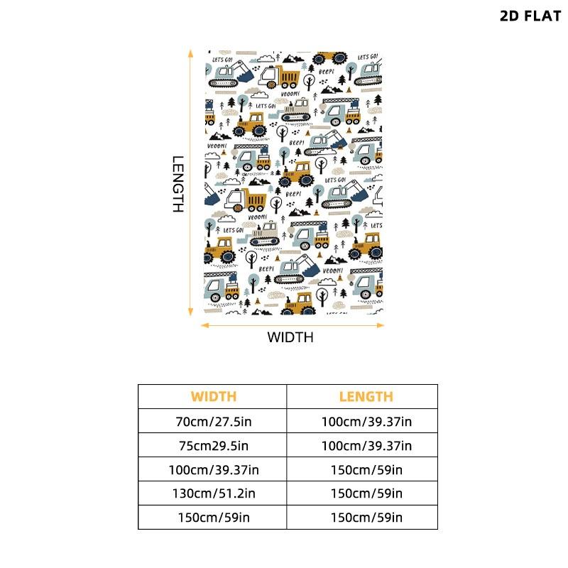Kids' Space Style Construction Vehicles Printed Throw Blanket, Single - sided Printed, Multiple Specifications Available, Vibrant Design with "LET'S GO!", "BEEP!", "VBOOM!" Phrases, Ideal for Leisure & Napping Scenes
