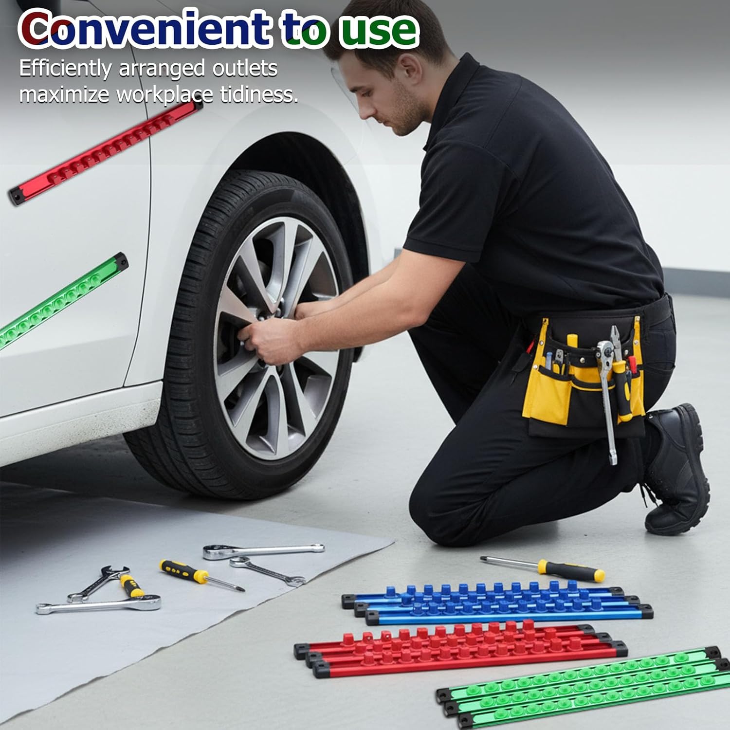11 count  Socket Organizer Set, 1/2", 1/4", 3/8"  Socket Rail for Tool Box Drawer, Socket Holder  with 148 count Standard Size for Automotive Garage