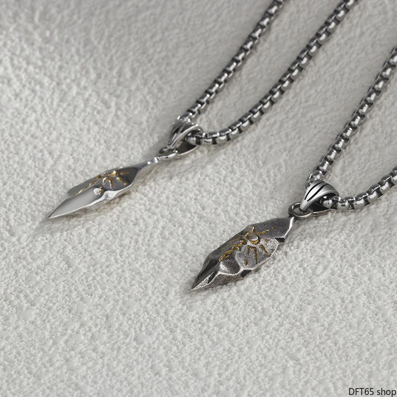 Vintage Long Sweater Chain Necklace With Mixed Tone Meteorite Wish Stone Pendant Polished Matte Metal Chain Flexible Adjustable Length Unisex For Men Women Hip Hop Street Daily Matching Minimalist Personality Decorative Neck Jewelry Accessory