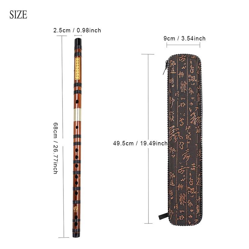 Bamboo Flute, C Key Bamboo Flute with Storage Box, Chinese Musical Instrument for Beginners, Musical Instrument for Gift