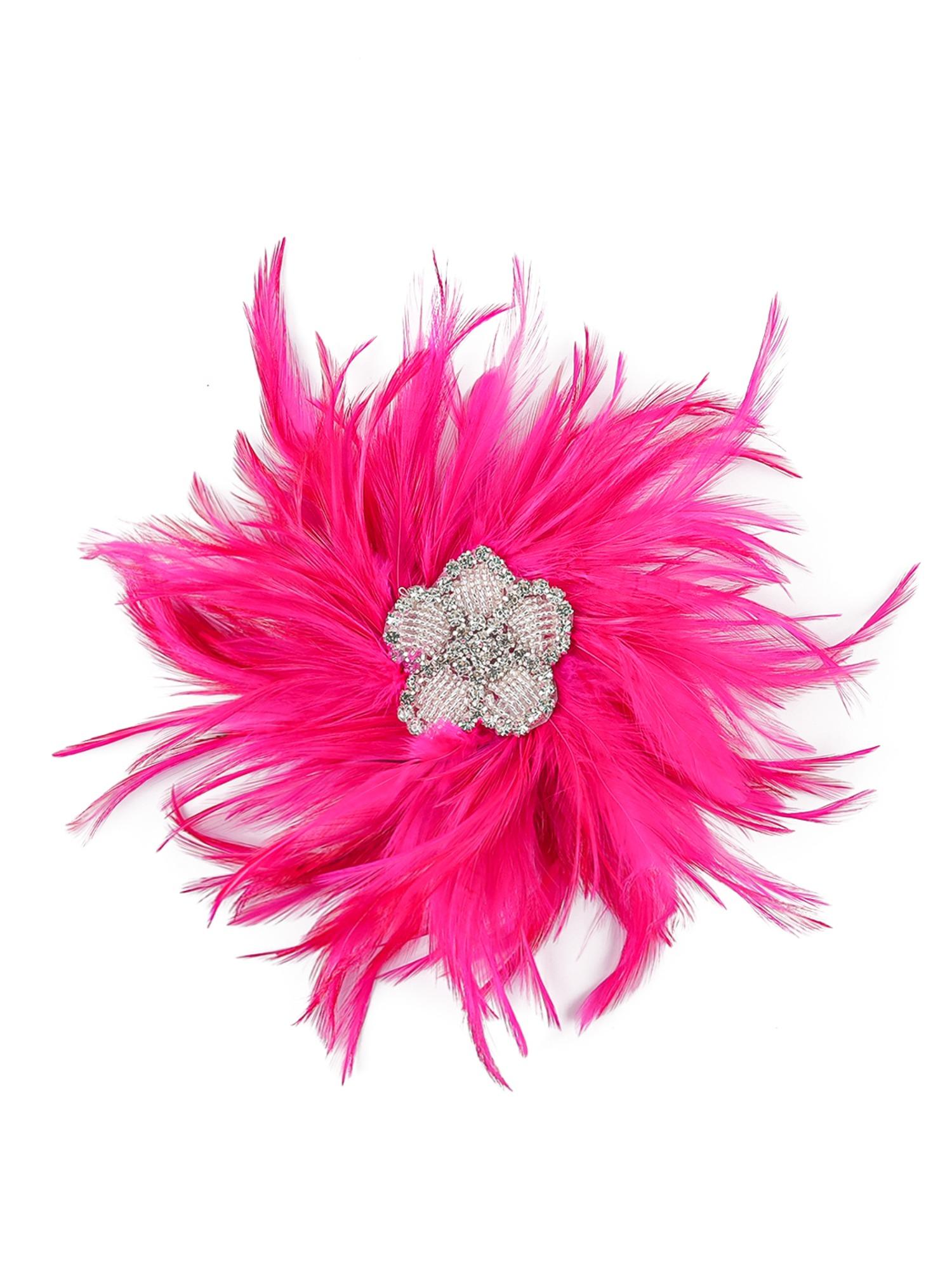 Sparkling Rhinestones Flower Feathered Hair Clip Hair Ornament for Festival Derby Event Gathering Cocktails Party Brooch Fash