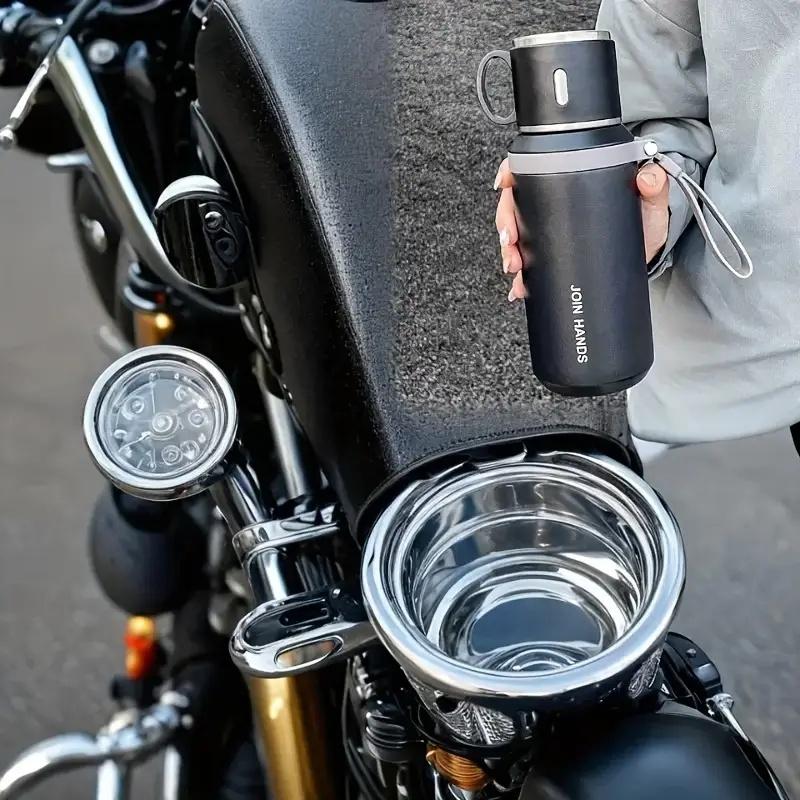 Stainless Steel Insulated Water Bottle 600ml/1L with Rope, Dual-Function Coffee Cup, Portable Outdoor Vacuum Insulated Flask for Camping, Cycling, Home & Office