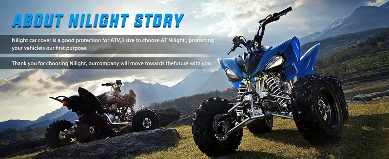 Nilight ATV Cover Waterproof 420D Heavy Duty Ripstop Material Black Protects 4 Wheeler from Snow Rain All Season All Weather UV Protection Fits up to 82"(82'' Lx47''W x 45''H) Vehicle Motorbike  dealsforyoudays