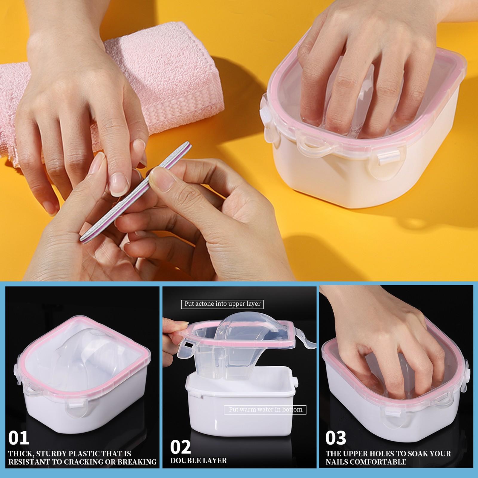 3-Piece Silicone Plastic Hand Bowl Exfoliation Set, 2-Layer Nail Art Soak Bowls, Essential Manicure Dead Skin Pusher Tool Kit