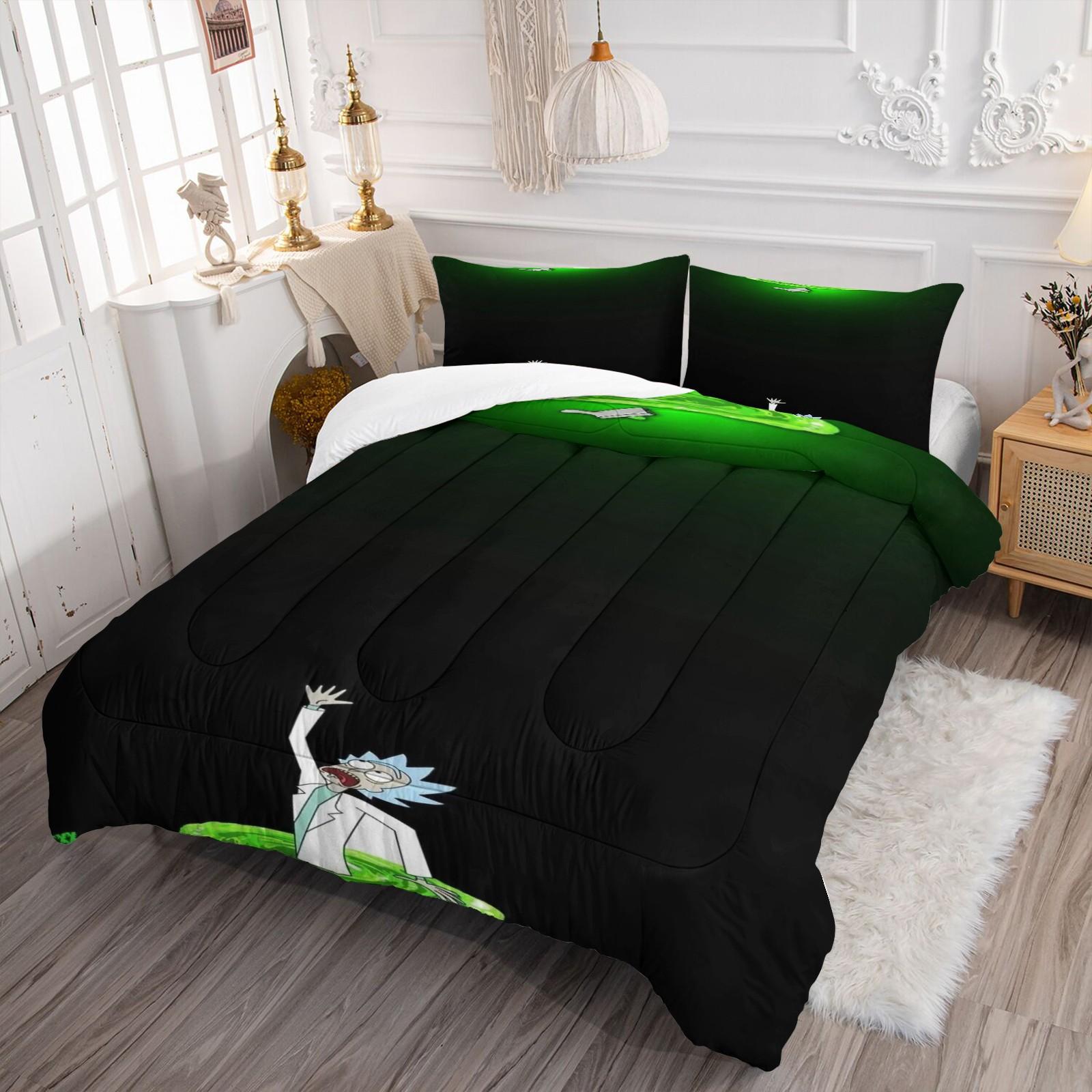 Rick and Morty Soft Bedding Sets, Soft Comfortable Durable, Includes 1 Blanket and 1 or 2 Pillowcases Without Pillows, Kids and Teens Bedroom Gift