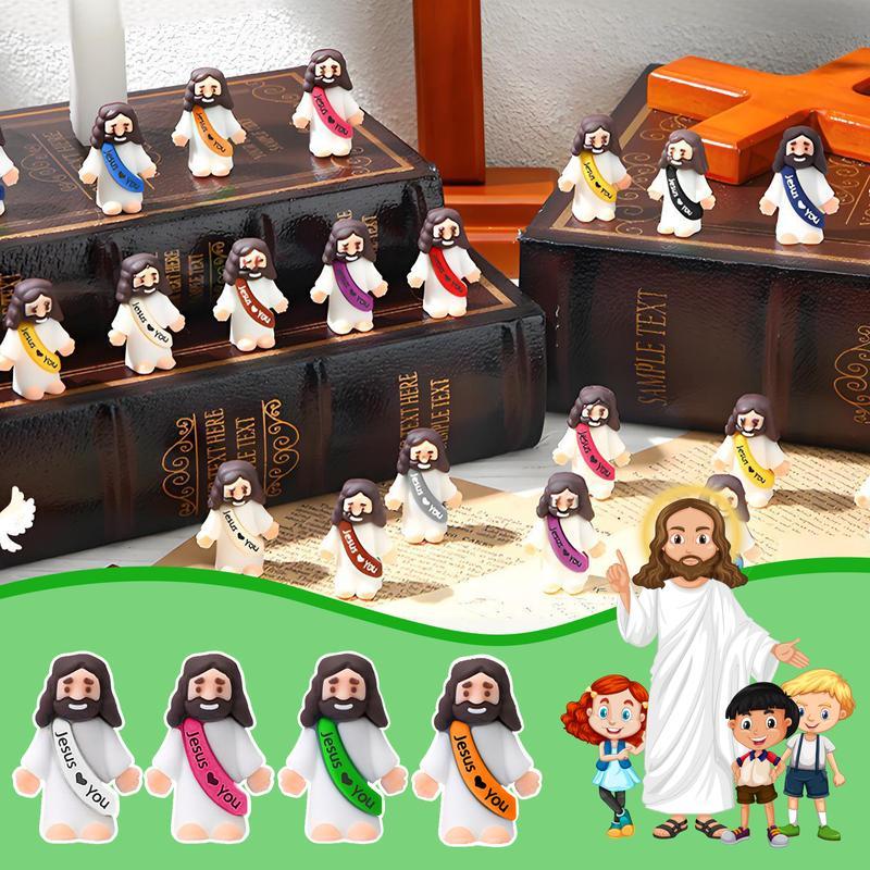 30/60 Pcs Little Jesus Figures, Mini Jesus Figurines in bulk, Jesus loves you figures, Easter Jesus Love You Mini Rubber Toys to Hide and Seek Religious Party Favors Sunday School Baptism Gifts Easter Egg Stuffers(Lively Colors)