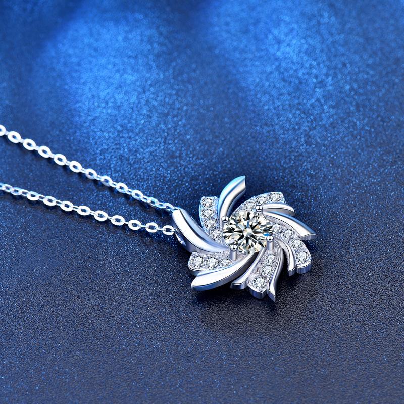 [ASM-NC126] Windmill necklace female S925 sterling silver pendant fashion luxury new design moissanite necklace