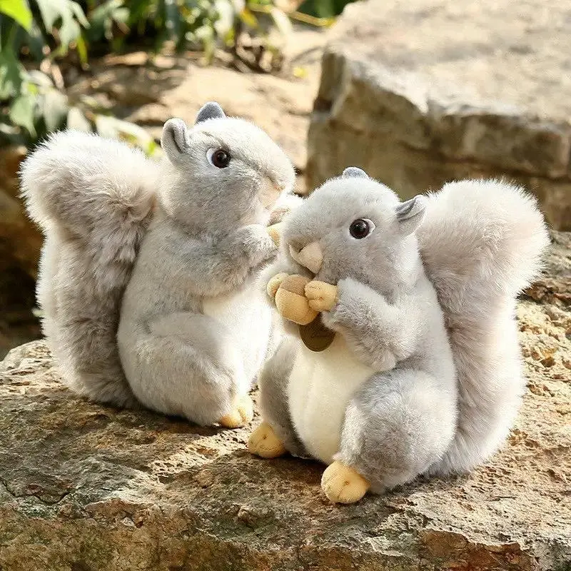 20cm Simulation Squirrel Plush Toy - Soft Huggable Stuffed Animal Holding Pine Cones, Cute Holiday Gift for Children