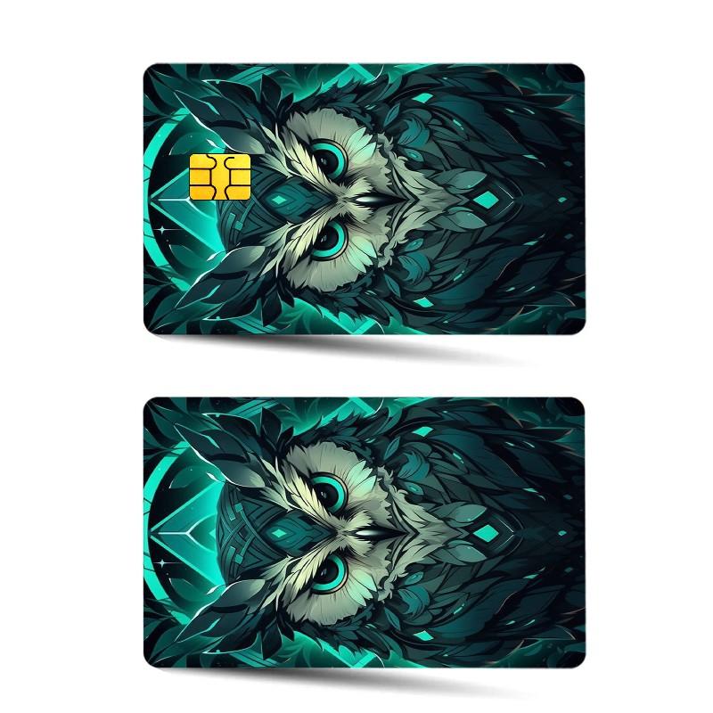 Credit Card Stickers, 2 Pcs/set, Ultra-Thin Waterproof Scratch-Resistant, Customizable Bank Card Stickers, Cartoon Owl Design