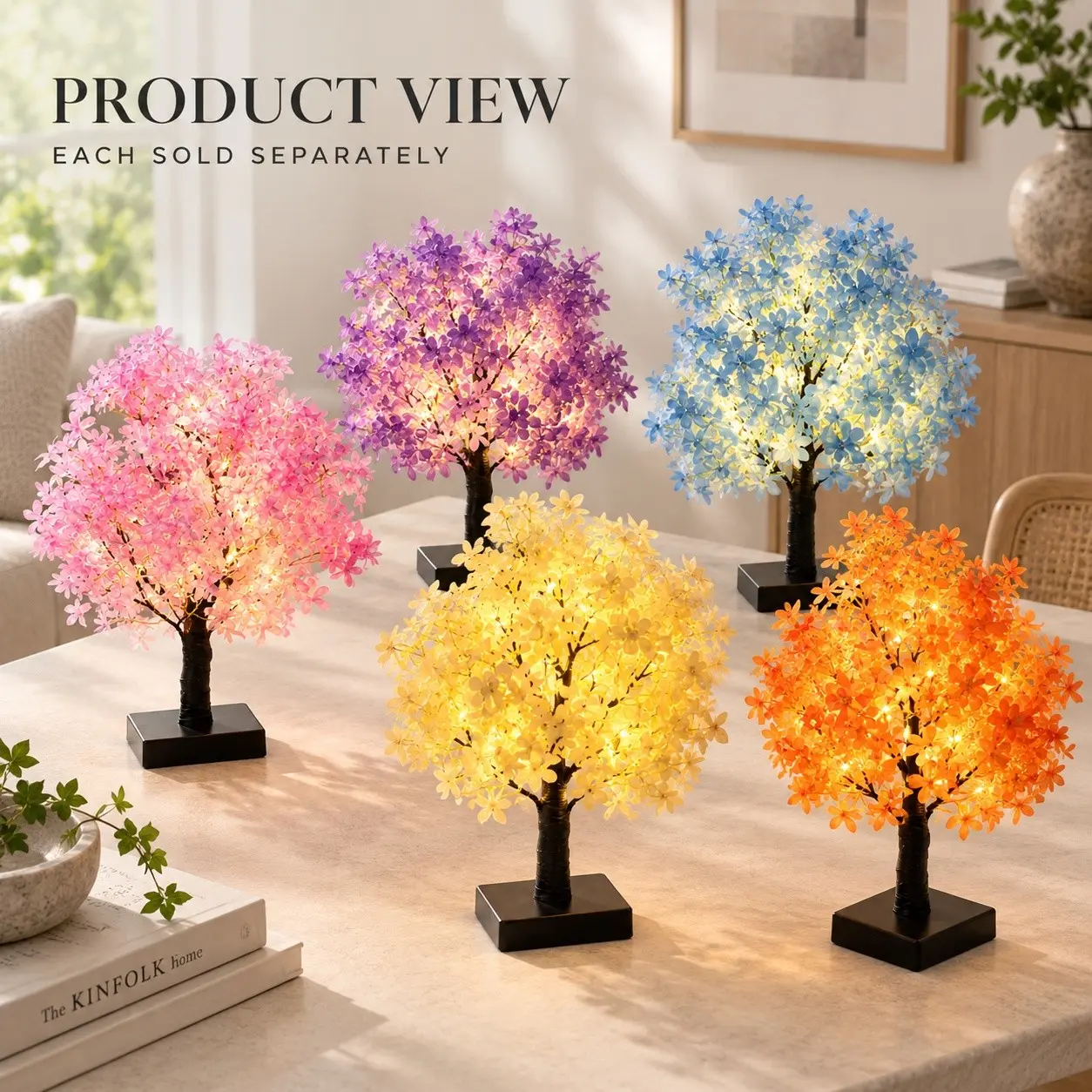 Cherry Blossom Tree Lamp Warm Light, Fake Flower Desktop Decor, Battery & USB Powered, Ideal for Bedroom, Living Room, Office, Cherry Blossom Lights