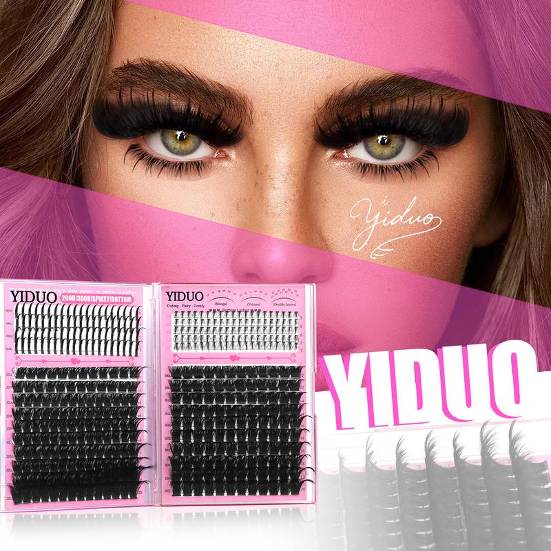 4-6 Styles Bottom/Spiky 40D-300D Volume Lash Clusters, Diy Individual Lashes, Fluffy 5-20mm D-Curl Eyelash Extensions for DIY at Home, Soft Comfortable and Easy to Apply for Natural Daily Makeup Look