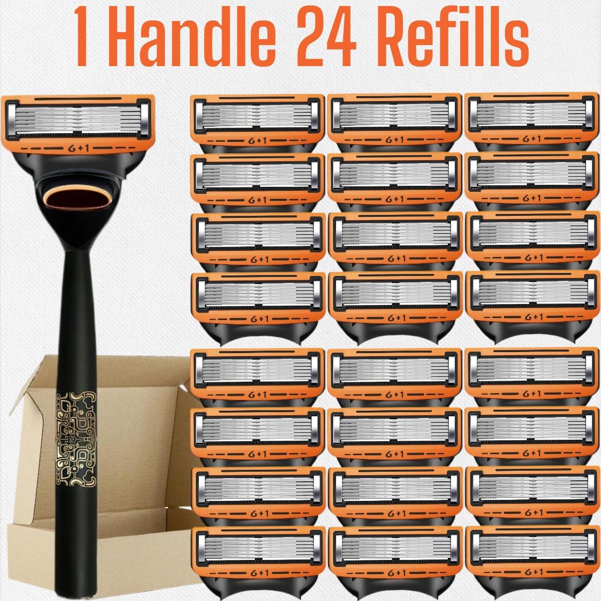 Men's Shaving Razor Set with 1 Handle and Extra Refills, Precision Trimmer, Stainless Steel Blades, Universal Fit, Sealed Packaging