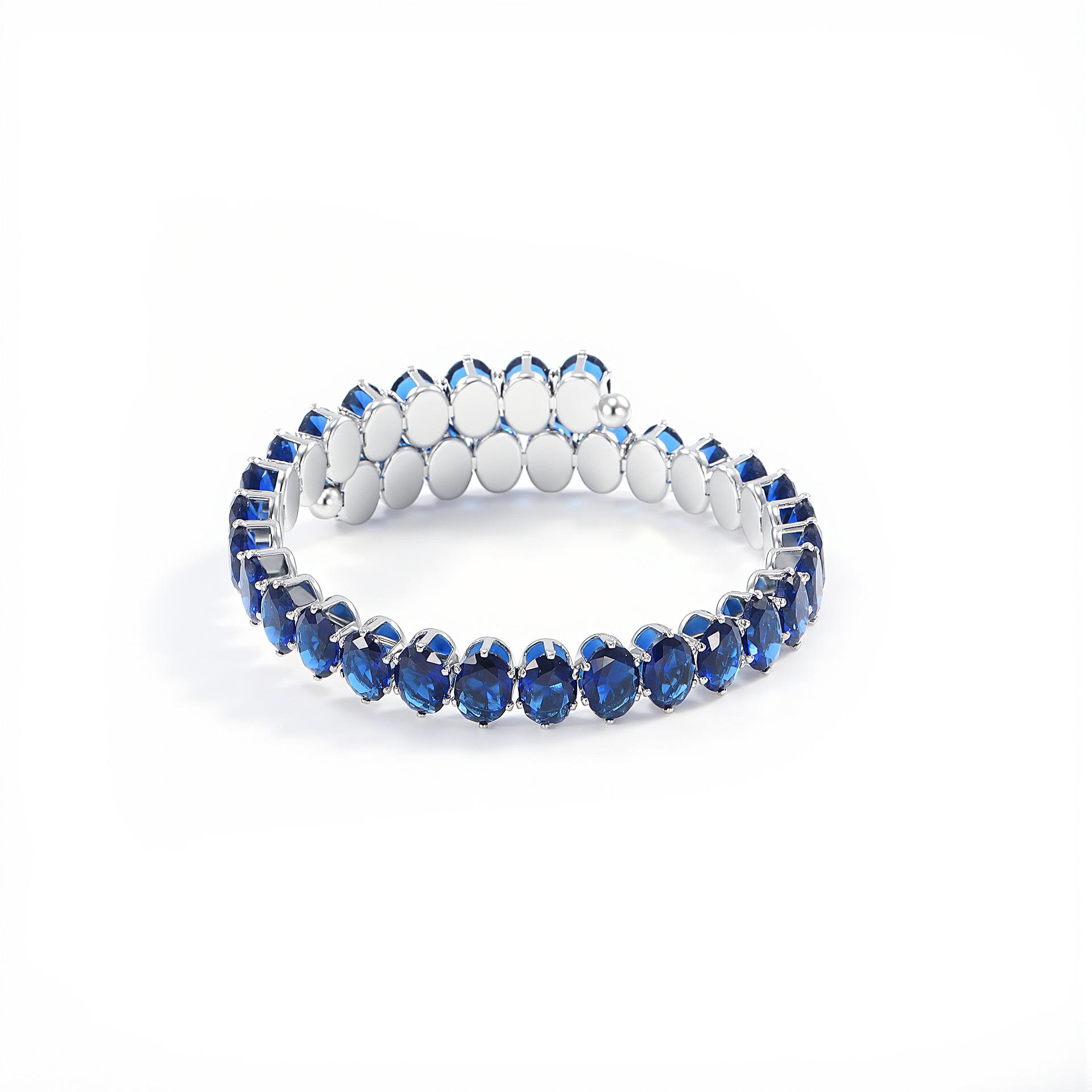 Fashion Copper Alloy Open Cuff Bangle for Women, Luxury Adjustable Iced Out CZ Stretch Bracelet, Elegant High-End Jewelry, Perfect Birthday & Holiday Gift