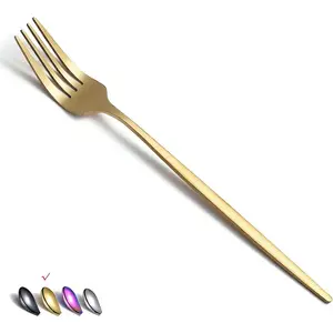 Matt Gold 6 Piece Dinner Fork Set, 8.4'' Stainless Steel Silverware, Dishwasher Safe