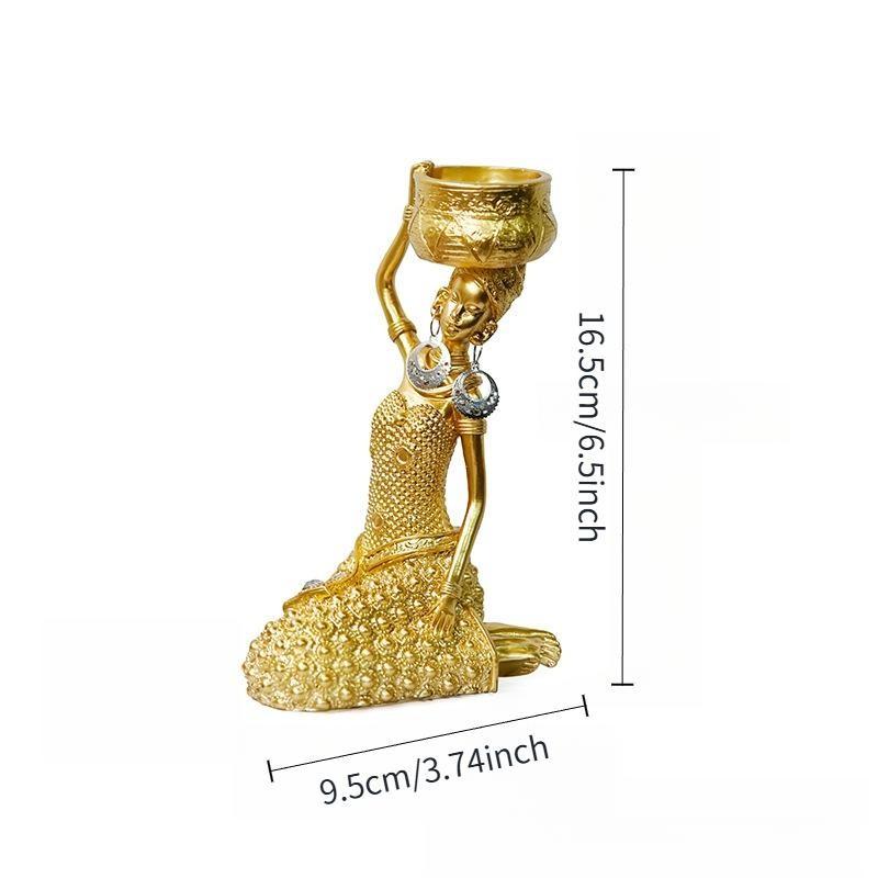 Resin African Woman Statue Decorative Ornament, Unique Art Style Visual Focal Point, Ideal Gift for Living Room and Bedroom