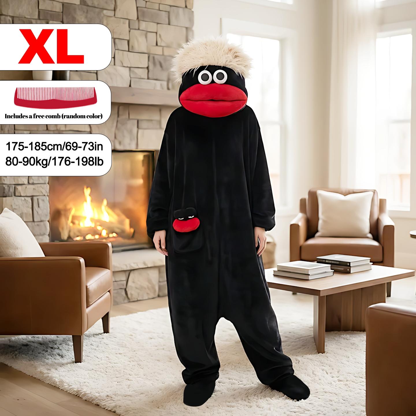 Funny Onesie Set, Comfortable Loose Hooded Flannel Pajamas - 3 Piece Set Includes Sleepwear + Comb + Shoes, Soft Skin-Friendly Long Nightgown Funny Onesie Set, Comfortable Loose Hooded Flannel Pajamas - 3 Piece Set Includes Sleepwear + Comb + Shoes, Soft Skin-Friendly Long Nightgown