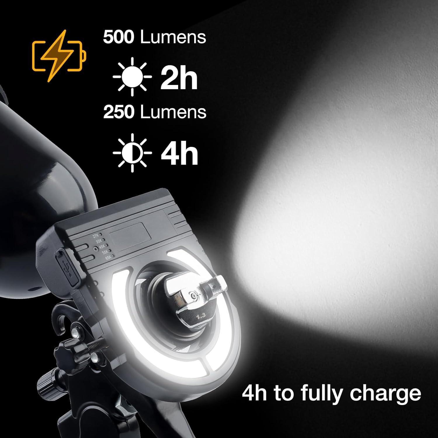 Rechargeable Spray Gun Light, 2700k-6500k LED Lamp, 500/250 Lumens, Uniform Spraying, Reduce Retouching, Universal Automatic Spray Gun Light
