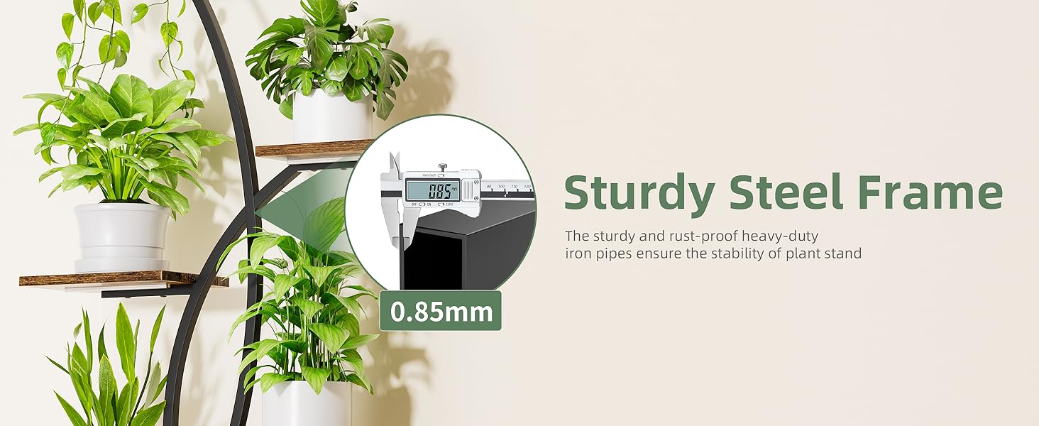 2 Pcs Plant Stand Indoor with Grow Lights - 8 Tiered Tall Plant Shelf, 65" Metal Shelves for Plants Multiple, Large Curved Half-Moon Flower Holder Stand Display Rack