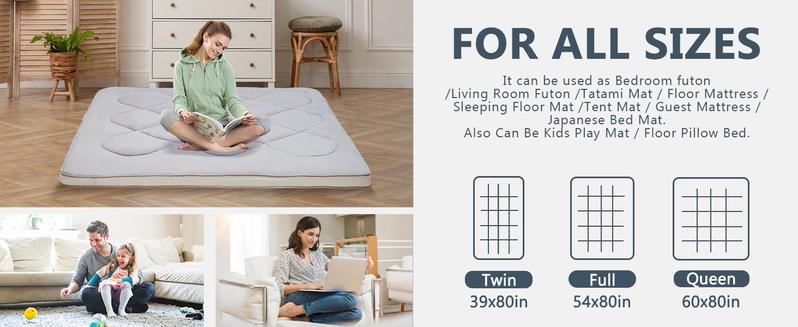 SLSY Japanese Futon Floor Mattress Floor Mattress Pad, Foldable Tatami Mat Portable Dormitory Sleeping Pad,Roll Up Floor Lounger Bed for Adult Child Twin/Full/Queen Home Decor Household SLSY Japanese Futon Floor Mattress Floor Mattress Pad, Foldable Tatami Mat Portable Dormitory Sleeping Pad,Roll Up Floor Lounger Bed for Adult Child Twin/Full/Queen Home Decor Household