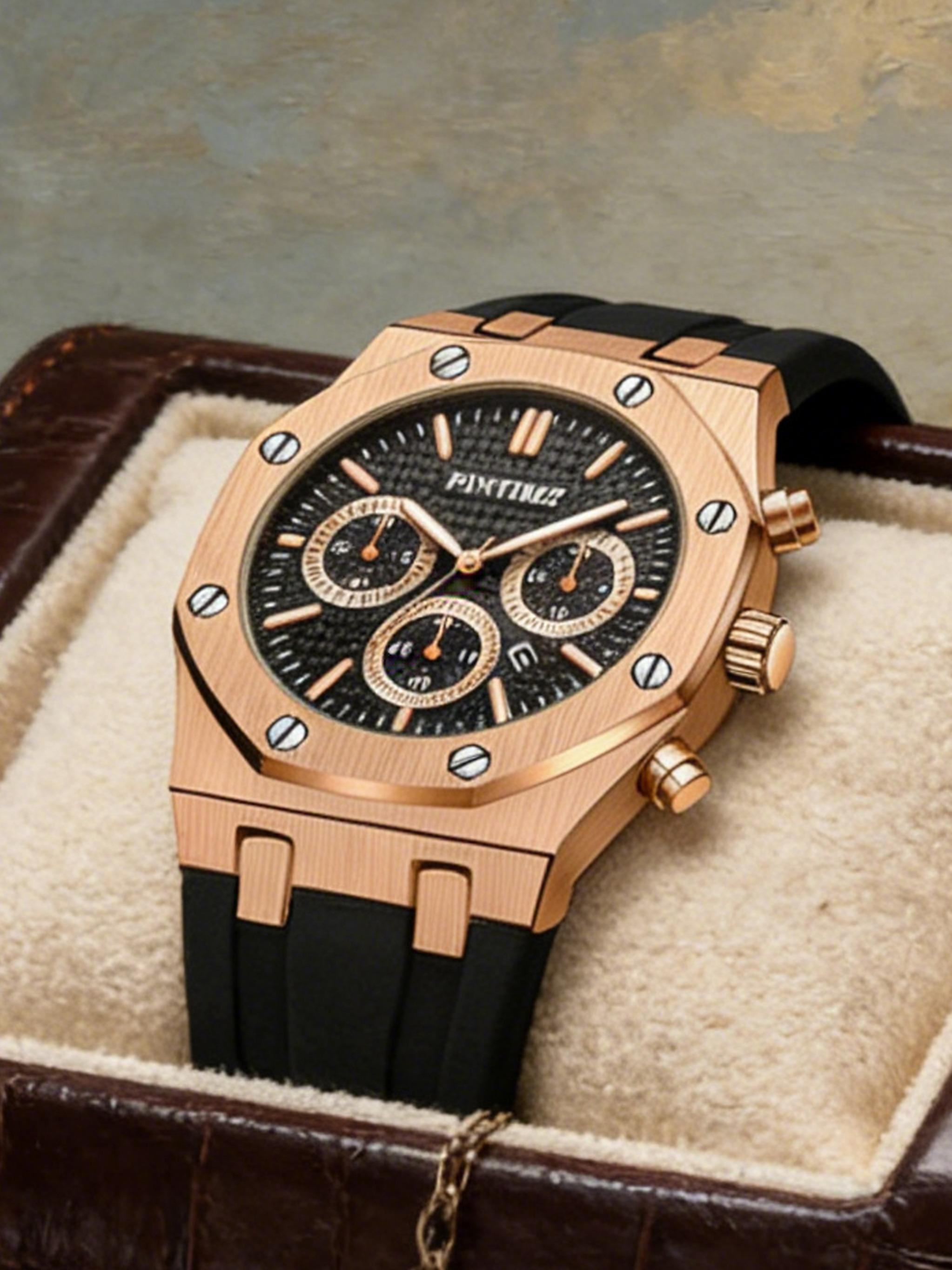Men's Sporty Quartz Analog Watch with Silicone Strap, Analog Quartz Watches, Men's Stylish Watch for Any Occasion, Modern Fashionable Wristwatch for All Seasons, Casual Trendy Wristwatch detail 1