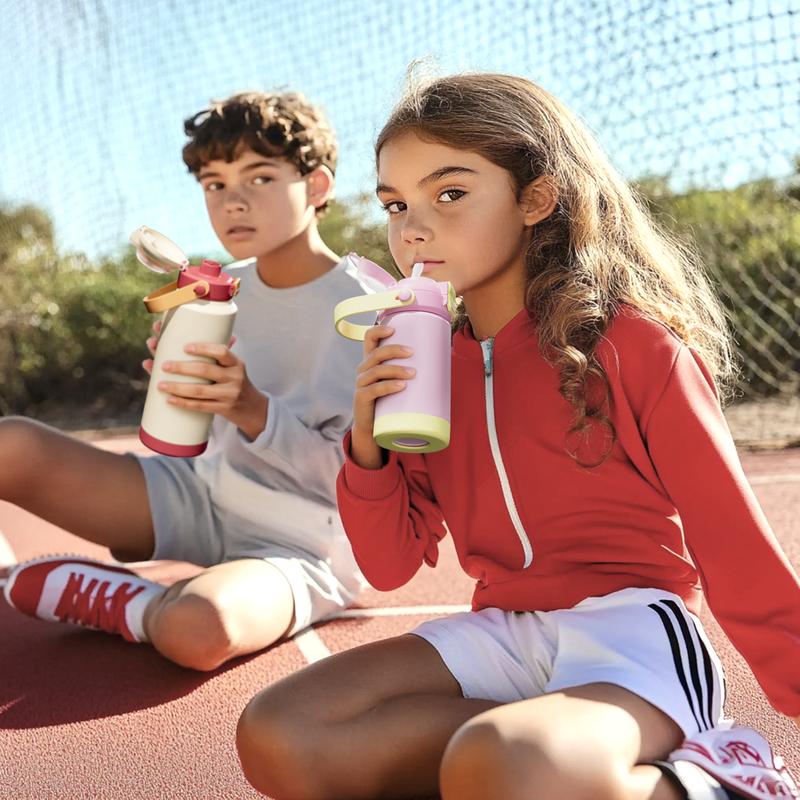 MEOKY 14oz Stainless Steel Cup,Hot Water Mug, Soft Silicone Straw And Direct Drink Spout Design, With Handle And Leak-Proof Lock Lid, BPA-Free, Keep Warm For 34 Hours And Cold For 24 Hours, Suitable For Sports, Office, Travel, And Christmas Gifts