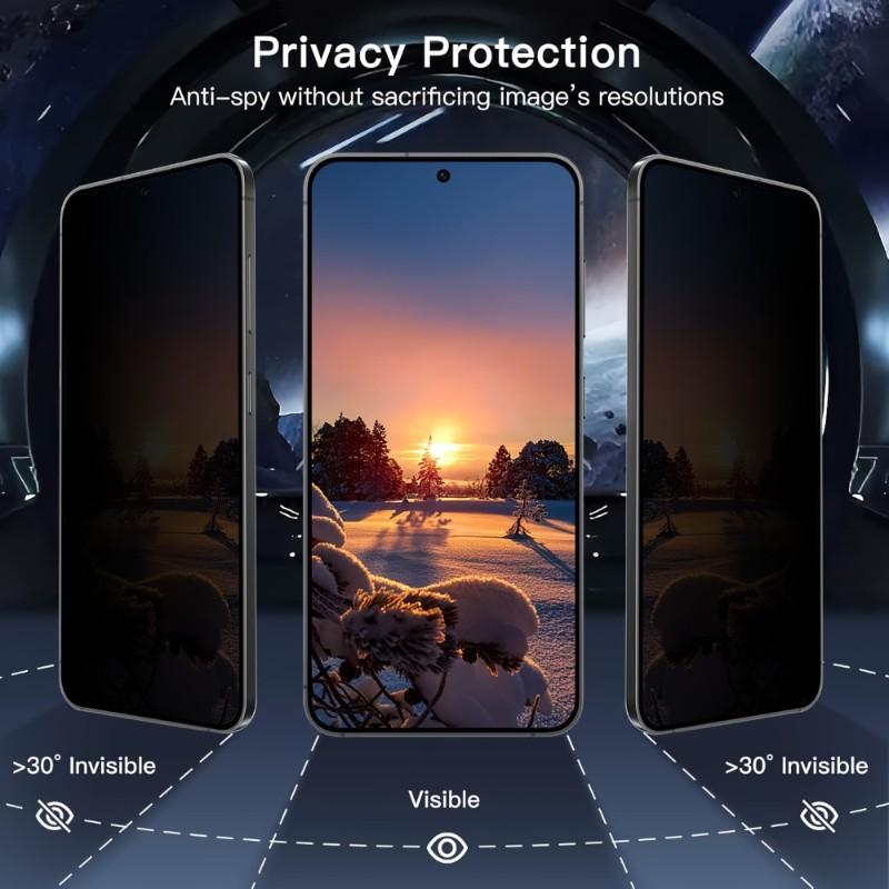 2-Pack Anti-Spy Tempered Glass Screen Protector, Dust-Free Design, Durable, Compatible with Samsung S24 Ultra/S25/S25 Plus/S25 Ultra/S25 Edge/S26/S26 Plus/S26 Ultra Series, Label Adopts dust-free design and privacy-protective tempered material