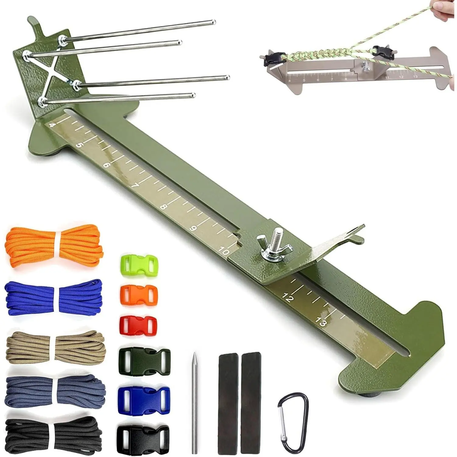 Metal Paracord Bracelet Jig Dog Collar Making Kit 4 to13 inch | Paracord accessories and tools for rope bracelet, crafting, necklace with non-slip pad, includes5 cords,6 buckles, needle