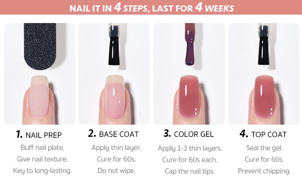 GAOY Rose Garden Jelly UV Gel Nail Polish of 6 Transparent Nude Red Pink Brown Colors Sheer Gel Polish Kit for Christmas Gift Idea Salon Gel Manicure and Nail Art DIY at Home