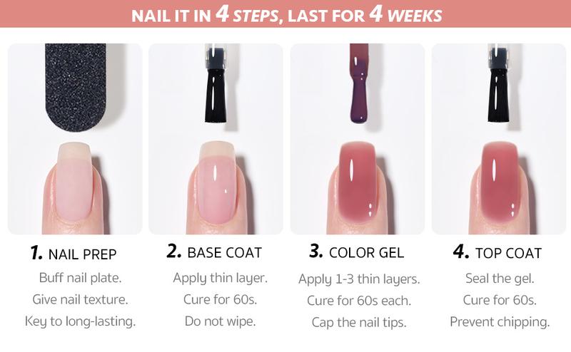 GAOY Rose Garden Jelly UV Gel Nail Polish of 6 Transparent Nude Red Pink Brown Colors Sheer Gel Polish Kit for Christmas Gift Idea Salon Gel Manicure and Nail Art DIY at Home