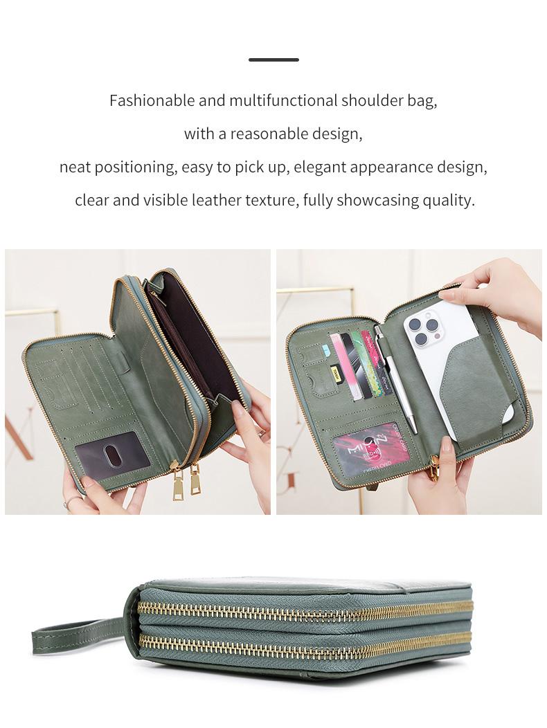 RFID Blocking Travel Wallet, Dual Zipper Design, PU Leather Passport Holder, Passport Cover, Ticket Organizer, Credit Card Case, Document Bag, Family Trip File Manager