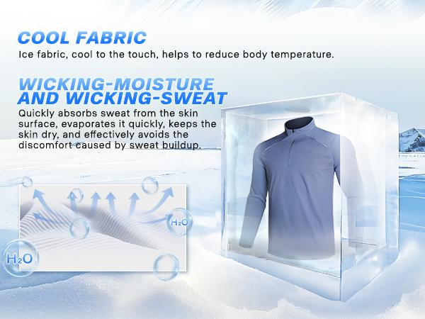 GEMYSE Men's Quarter Zip shirts UPF 50+ Long Sleeve Quick Dry Pullover Lightweight Tops for Hiking Workout Athletic plain Clothing