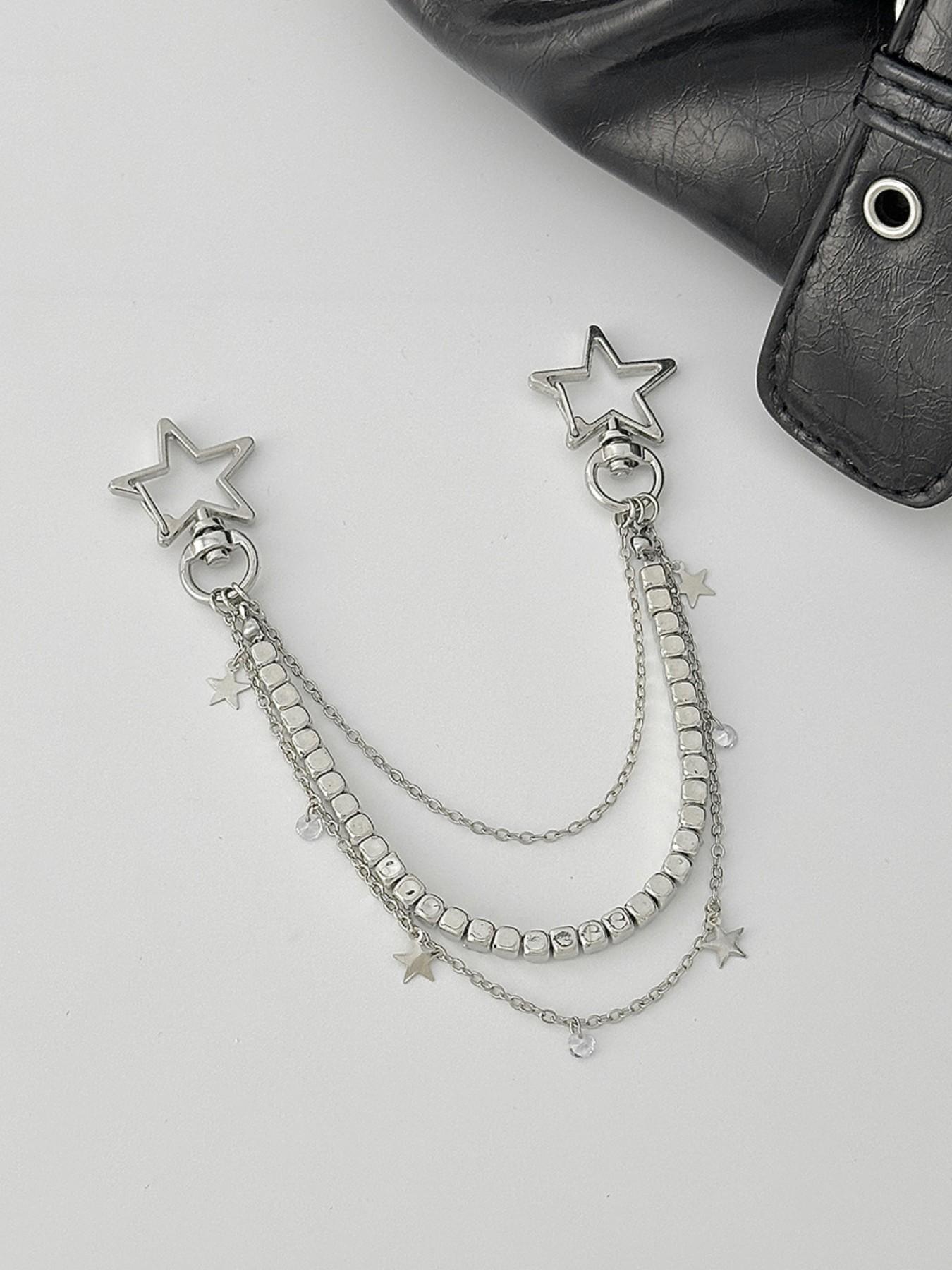 Hip Hop Star Cross Bag Chain Pendant, Fashion Metal Keychain Charm, Stylish Accessory for All Seasons, Baroque Pattern Design