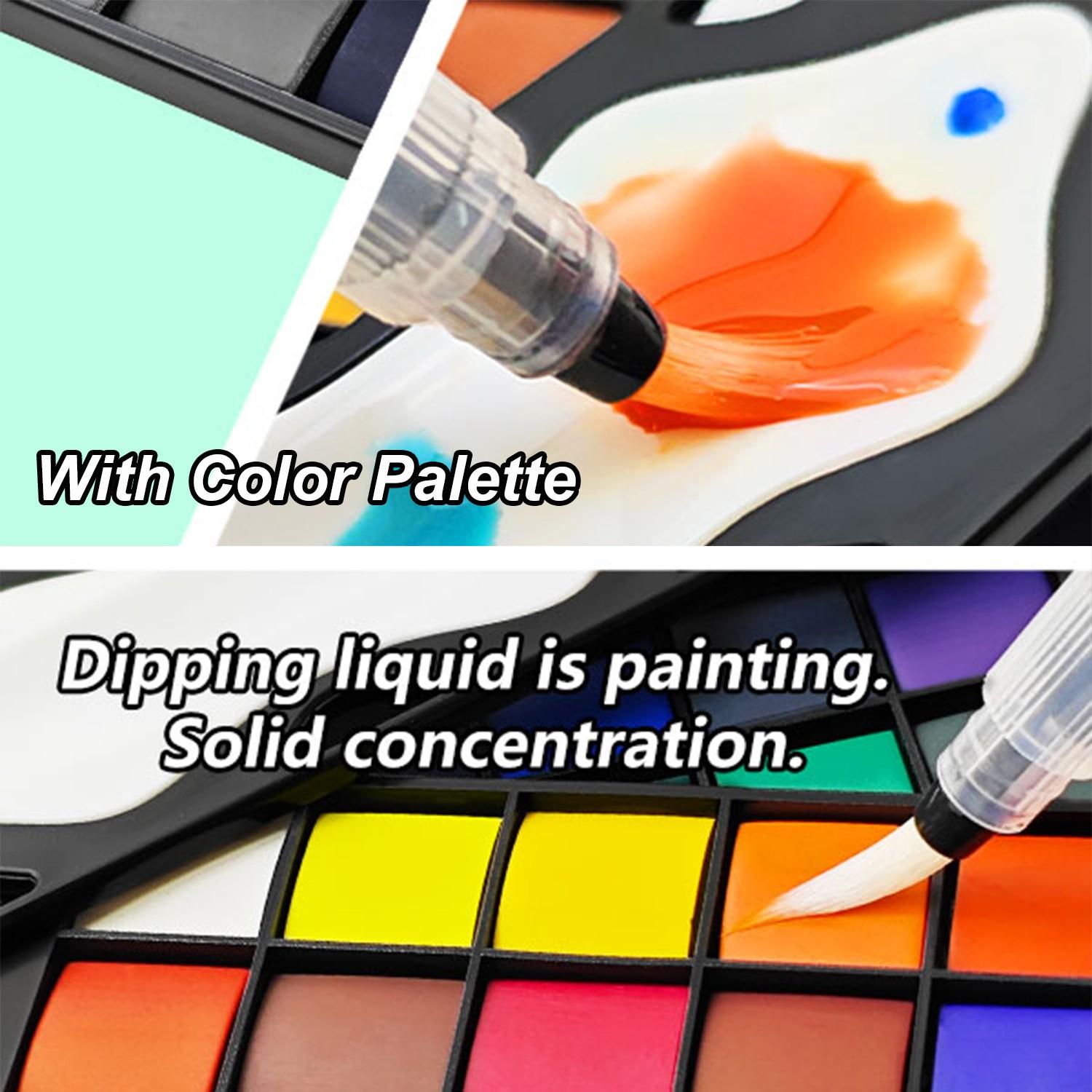 Guangna Watercolor Paint Set, Portable Foldable, Includes Brush & Palette, Ideal for Artists, Outdoor Sketching, 20/30/40 Colors