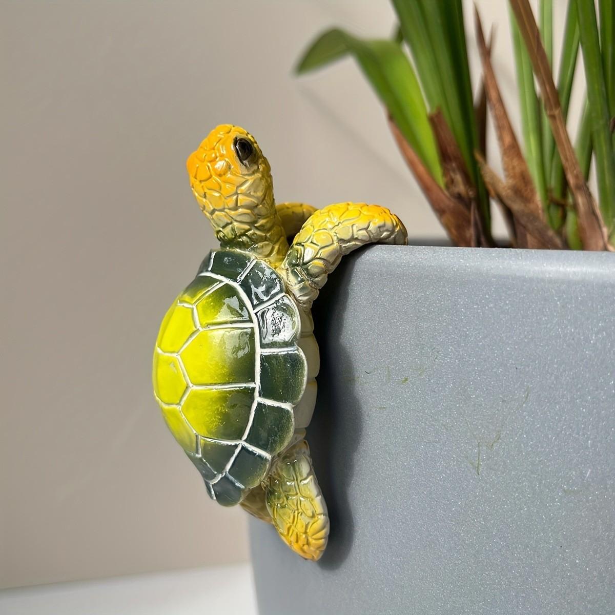 1pc Ocean Animal Turtle Resin Sculpture Decor, Garden Courtyard Planter Hanging Decoration, Resin Craft Art Piece