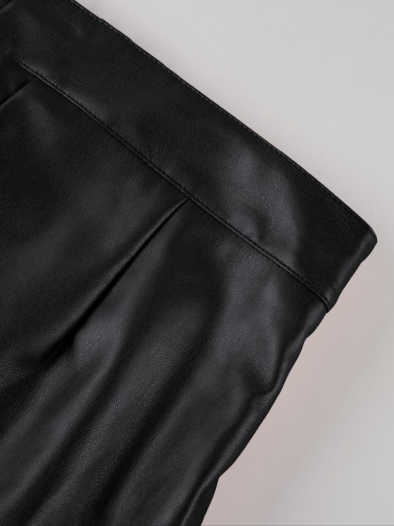Women's PU Skirt, Solid Skirt, Sexy Fitted Short A-Line Design, All-Season Versatile Casual Elegant Style, Perfect for Dating & Holidays