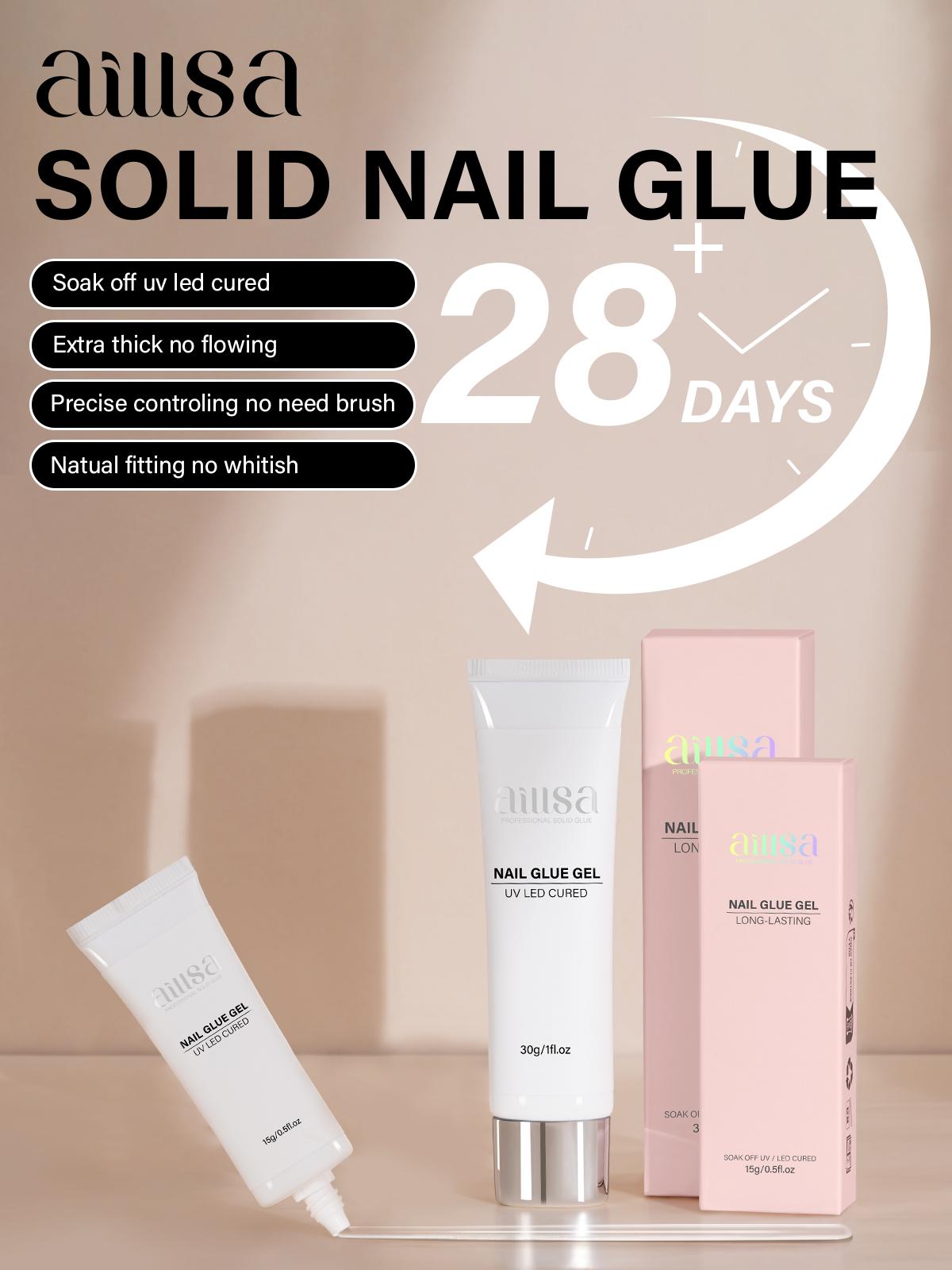 Aillsa Mixed 5 Pre-colored Press-Ons Nail Tips Set with 15g Solid Gel Glue, Mini UV Light, 15ml Base Coat&Top Coat, Spring/Summer Nails Easy to Wear gel x nail Gifts for Women Manicure Kit nail supplies Cutics gel x nail kit