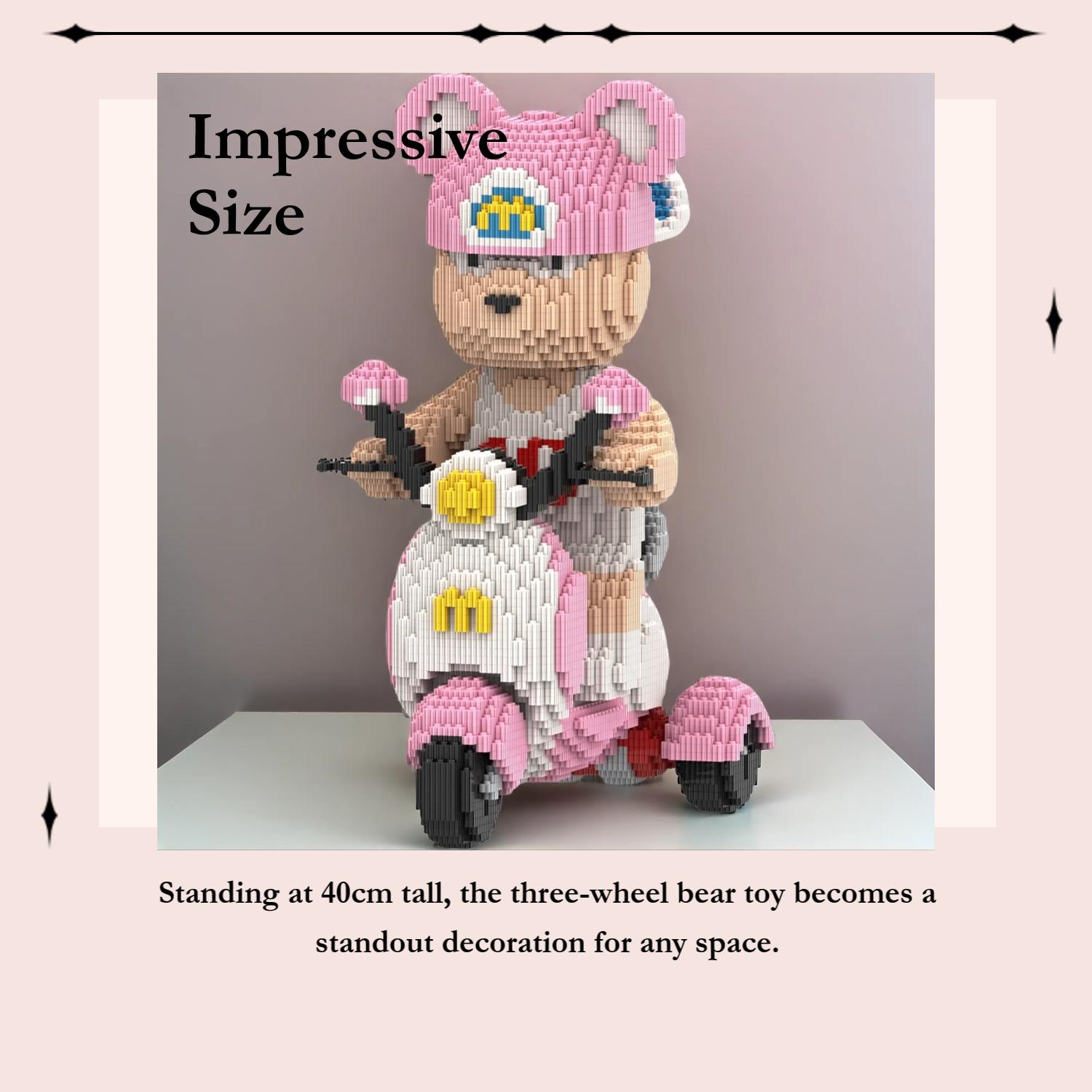 Bear Stem Building Blocks Set, 6800 Pieces 40cm High Creative Sporty Three-Wheel Bear Toy, Unique Gift for Kids and Home Decoration, Building Block Sets, Building Block Model, Brick