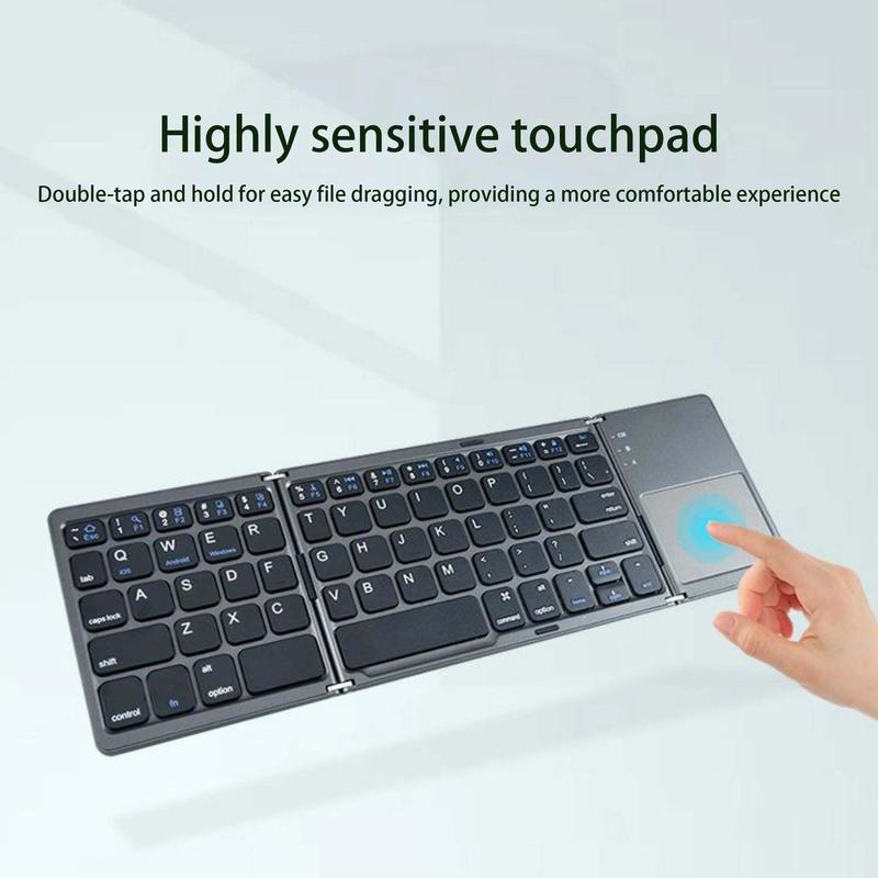 【B033 Bluetooth Foldable Keyboard】Ultra Light Compact Triple Folding with Touch Bar Ergonomic Multi-system Compatible All Anbernic Game Console / PC / Laptop / IPad / Cellphone ( Windows / iOS / Android / Mac )